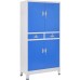 Office Cabinet File Cabinet Metal Storage Cabinet with 4 Doors and Shelves Under Desk Cabinet 35.4x15.7x70.9inch Gray and Blue