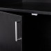 Premium Standing Storage Side Cabinet with Drawer & Shelf Wooden Filing Cabinet with Double Doors MDF & PVC Suitable Home Office Kitchen Bedroom Craft Room Black