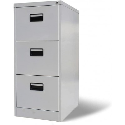 Unfade Memory File Cabinet Organizer Container with 3 Drawers and Rectangle Handles Gray Steel for Home Office 40.4