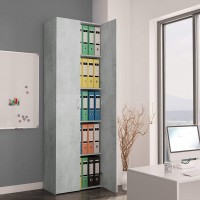 vidaXL Office Cabinet Storage Cabinet with 5 Shelves Utility Storage Cabinet with 2 Doors for Home Office Concrete Gray 23.6"x12.6"x74.8" Chipboard