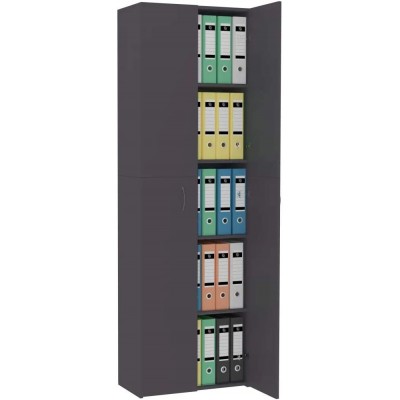 ZAMAX 2 Doors Office Storage Cabinet with 5 Shelves Chipboard Modern Design Home and Office Files Locker Easy Assemble 23.6x12.6x74.8 W x D x H Gray