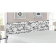 Ambesonne Grunge Headboard Monochrome Line Art Style Leaves Natural Floral Pattern Sketchy Modern Design Upholstered Decorative Metal Bed Headboard with Memory Foam King Size Black Grey White