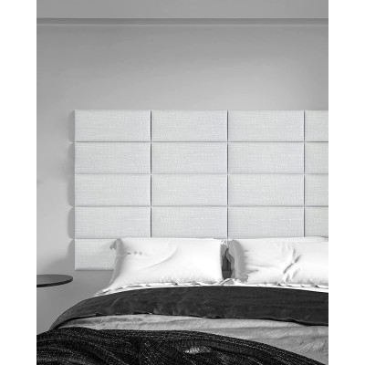 Art3d Modern Horizontal Tufed Upholstered Headboard for Full Queen in Ivory Pack of 4 Panels 31.5 x 11.8