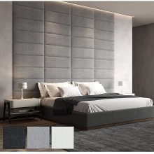 Art3d Padded Bed Headboard for Queen Twin King Full-Removable-Sized 31.5x11.8inches Pack of 8pcs-Gray Upholstered Wall Panels for Interior Wall Decor