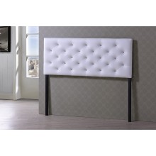 Baxton Studio Viviana Modern & Contemporary Faux Leather Upholstered Button Tufted Headboard Queen White