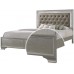Benjara LED Trim Queen Size Headboard and Textured Low Footboard Silver