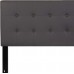 EMMA + OLIVER Button Tufted Upholstered Queen Size Headboard in Gray Vinyl