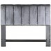 Iconic Home Uriella Headboard Velvet Upholstered Vertical Striped Modern Transitional Full Queen Grey