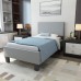 LAGRIMA Linen Fabric Upholstered Twin Size Headboard in Grey with Nailhead Trim Adjustable Height from 40'' to 51'',Twin