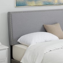 LAGRIMA Linen Fabric Upholstered Twin Size Headboard in Grey with Nailhead Trim Adjustable Height from 40'' to 51'',Twin
