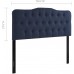 Modway Annabel Tufted Button Linen Fabric Upholstered King Headboard in Navy