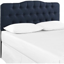 Modway Annabel Tufted Button Linen Fabric Upholstered King Headboard in Navy