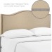 Modway Curl Linen Fabric Upholstered Queen Headboard with Nailhead Trim and Curved Shape in Café