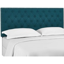 Modway Helena Tufted Button Linen Fabric Upholstered King and California King Headboard in Teal