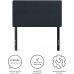 REALROOMS Tyler Upholstered Modern Headboard Adjustable Height Square-Tufted Slim Profile Twin Blue Linen
