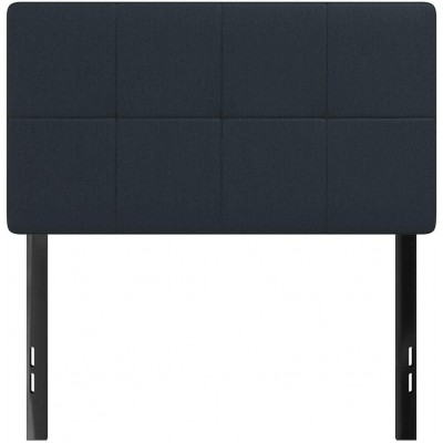 REALROOMS Tyler Upholstered Modern Headboard Adjustable Height Square-Tufted Slim Profile Twin Blue Linen