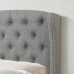 Rosevera Noblesville Upholstered Linen Button Tufted Wingback with Nailhead Headboard Easy Assemble Queen Grey