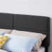 VECELO Upholstered Headboard Tufted Panel with Rectangle Pattern in Linen Fabric-Adjustable Height from 39'' to 49'' Queen Charcoal