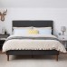 VECELO Upholstered Headboard Tufted Panel with Rectangle Pattern in Linen Fabric-Adjustable Height from 39'' to 49'' Queen Charcoal