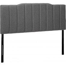 Zinus Satish Upholstered Channel Stitched Headboard in Grey Full
