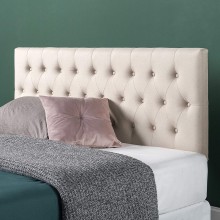 ZINUS Trina Upholstered Headboard Button Tufted Upholstery Adjustable Height Easy Assembly Taupe Full