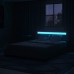 ZTOZZ Fondi Adjustable LED headboard Queen Size Linen upholstered headboard with Remote Control 16 Colors LED Lights Dark Gray Linen