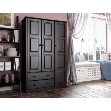 100% Solid Wood Grand Wardrobe Armoire Closet by Palace Imports Java 46" W x 72" H x 21" D. 4 Small Shelves 1 Clothing Rod 2 Drawers 1 Lock Included. Additional Large Shelves Sold Separately.