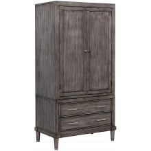 Benjara 2 Drawer Transitional Wooden Armoire with 1 Cabinet Gray