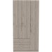 Bosko 3 Door Armoire 71,1 H with Two Drawers Four Shelves Cabinet with Hanging Rod-Light Grey