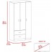 Bosko 3 Door Armoire 71,1 H with Two Drawers Four Shelves Cabinet with Hanging Rod-Light Grey