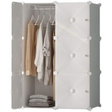 Closet Wardrobe Plastic Portable Wardrobe Closet for Bedroom Clothes Armoire Dresser Multi-Use Cube Storage Organizer with White Doors Color : D