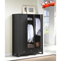 DANGRUUT Upgraded Version Traditional Style Large Armoire Wardrobe Thicken Wood Closet Clothes Storage Cabinet with 2 Bottom Drawers 3 Doors Top Shelf Hanging Rod Wardrobe Closet for Bedroom