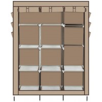 EBLSE 69" High-Leg Non-Woven Fabric Assembled Cloth Wardrobe Concise Elegant Bedroom Armoires Storage Cabinets Cream-Coloured