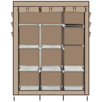 EBLSE 69 High-Leg Non-Woven Fabric Assembled Cloth Wardrobe Concise Elegant Bedroom Armoires Storage Cabinets Cream-Coloured
