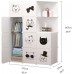 FANJIANI Portable Wardrobe Portable Wardrobe Closet Clothes Wardrobe Bedroom Armoire Storage Organizer with White Doors 7 Cubes &1 Hanging Sections Combination Armoire