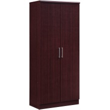 HODEDAH IMPORT Hodedah 2 Door Wardrobe with Adjustable Removable Shelves & Hanging Rod Mahogany