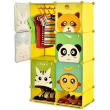 HONGYIFEI2021 Wardrobe ​Cute Children's Wardrobe Portable Wardrobe Closet Cube Storage Armoire Bedroom Dresser Pantry Cabinet Shoebox，29.9x14.6x51.2 Inches，Yellow Closet Systems