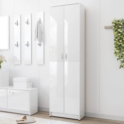 INLIFE Hallway Wardrobe with 5 compartments for Home,Hallway,Cloakroom 21.7x9.8x74.4 Chipboard High Gloss White