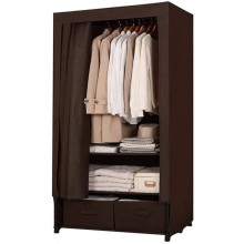 LJP Closet Simple Wardrobe Clothing Storage Cabinet Steel Frame Reinforced Wardrobe Bedroom Save Space Combination Armoire Wardrobe Color : Brown