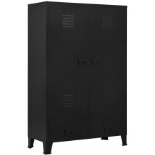 Makastle Metal Industrial Style Wardrobe with 2 Doors and 2 Drawers Bedroom Armoire Closet Storage Organizer Cabinet 35.4inch x 15.7inch x 55.1inch Steel,Black