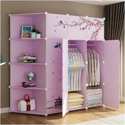 MIAOQINQIN Portable Wardrobe Storage Portable Wardrobe Closets,Combination Armoire Modular Cabinet Bedroom Armoire Simple Storage Cabinet for Bedroom Space Saving Standing Closet