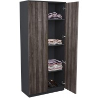 Modena 70 Inch Storage Cabinet and Armoire Cabinet Storage with Customizable or Detachable Shelf Slate Gray Black