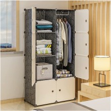 OUMIFA Bedroom Armoire Portable Wardrobe Closets White Bedroom Armoire Clothes Storage Organizer 29.5" L X 18.5" D X 57.8" H 8-Cube Portable Wardrobe Closets