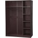 Palace Imports 100% Solid Wood Wardrobe with 3 Sliding Louvered Doors Java. 5 Shelves Included. Additional Large Shelves Sold Separately.
