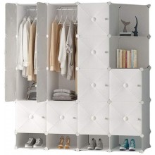 Portable Wardrobe Plastic Portable Wardrobe Closet for Bedroom Clothes Armoire Dresser Multi-Use Cube Storage Organizer with White Doors Combination Armoire Color : A