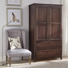 Shaker 2-Door Solid Wood Armoire Espresso Finish 41x72x22 Brown Mission Craftsman Transitional Pine Includes Hardware