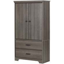 South Shore Versa 2-Door Armoire with Drawers Gray Maple Traditional