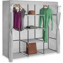 Whitmor Gray Covered Wardrobe with Center Shelves 60 Inch