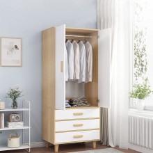 Xinqinghao Bedroom Armoire Wardrobe Modern Minimalist Wardrobe Wooden Closet Clothes Cabinet with 3 Drawers Freestanding Wardrobe Closet Home Furniture 31.5x18.9x75.6in Oak 31.5x18.9x75.6in