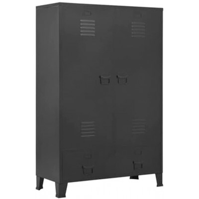 ZAMAX Industrial Style Steel Wardrobe with Name Tags for Home Office Club Changing Room 2 Doors Bedroom Armoire Closet with 3 Smaller Compartments and 2 Drawers Black